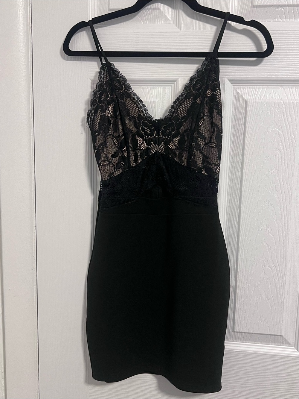 Black Lace Bodycon Dress with Sheer Back